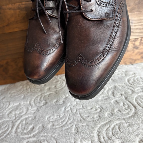 Ecco Men's Melbourne Wing Tip Oxford Shoes Sz 8 Cocoa Brown Office Comfort EUC - Picture 11 of 13
